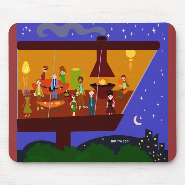 Retro House Party Fun Jet Set Art Design Mouse Pad (Front)