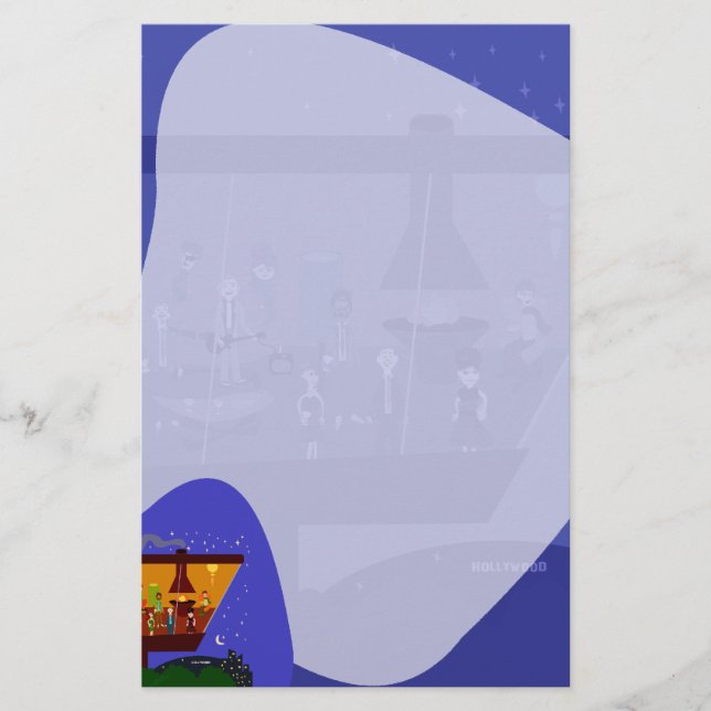 Retro House Party Fun Jet Set Art Design Stationery (Front)