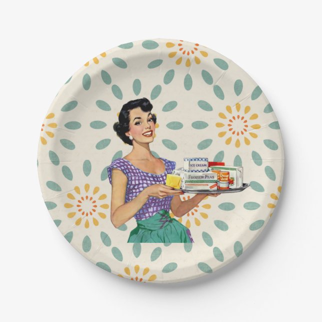 Retro Housewife 1950 Paper Plates (Front)
