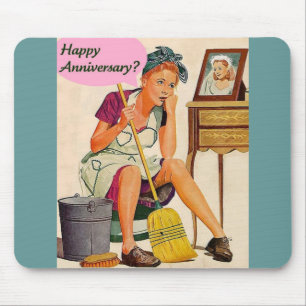 Retro Housewife Anniversary Mouse Pad