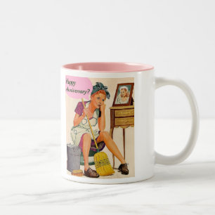 Retro Housewife Anniversary Two-Tone Coffee Mug