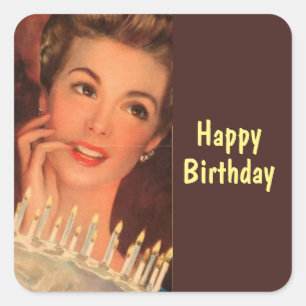 Retro Housewife Birthday Square Sticker