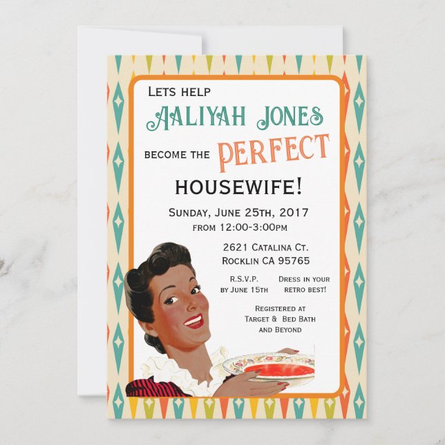 Retro Housewife Bridal Shower Invitation (Front)