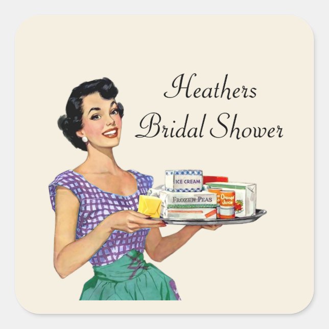 Retro Housewife Bridal Shower  Square Sticker (Front)