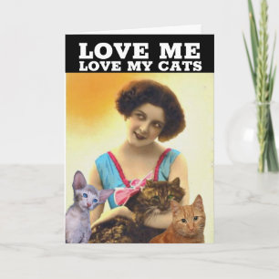 RETRO HOUSEWIFE CAT HELLO GREETING CARD