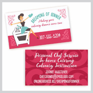Retro housewife culinary, chef, catering biz cards