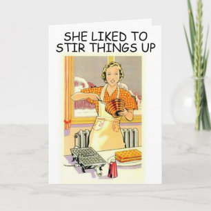RETRO HOUSEWIFE FUNNY BIRTHDAY CARD