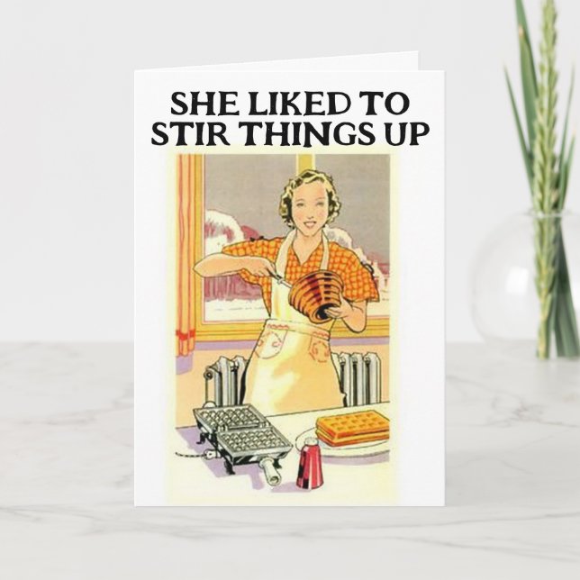 RETRO HOUSEWIFE FUNNY BIRTHDAY GREETING CARDS (Front)