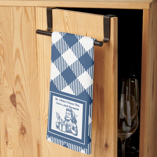 Retro Housewife Funny Plaid Kitchen Towel  (Thirds Fold)