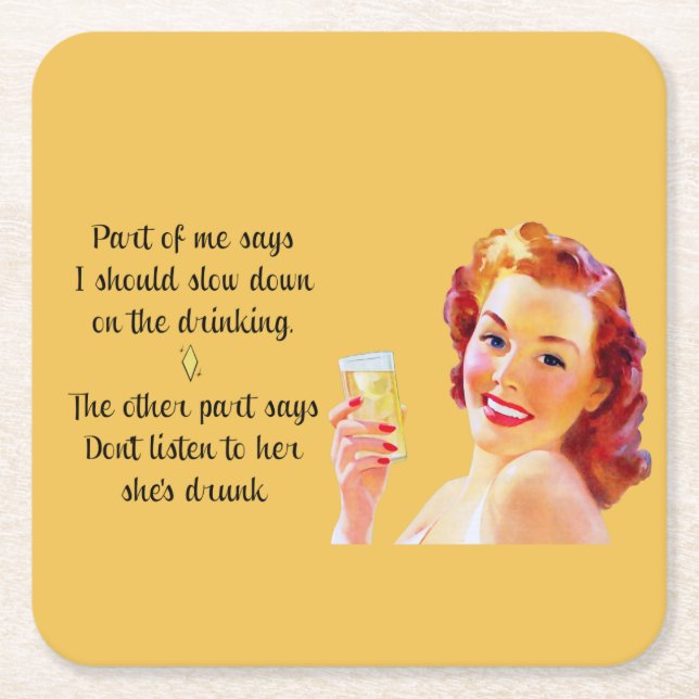 Retro Housewife Funny Quote Drinking Coaster (Front)