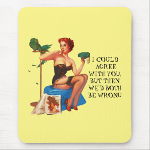 Retro Housewife Humour Pin-up girl Mouse Pad