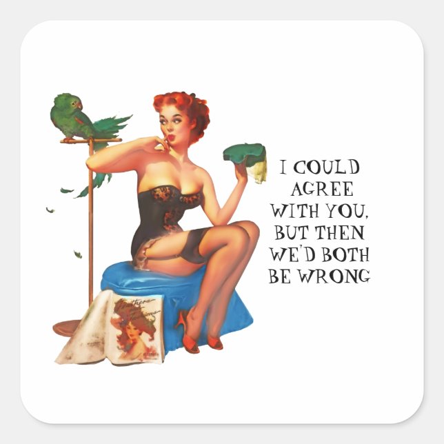 Retro Housewife Humour Pin-up girl Square Sticker (Front)