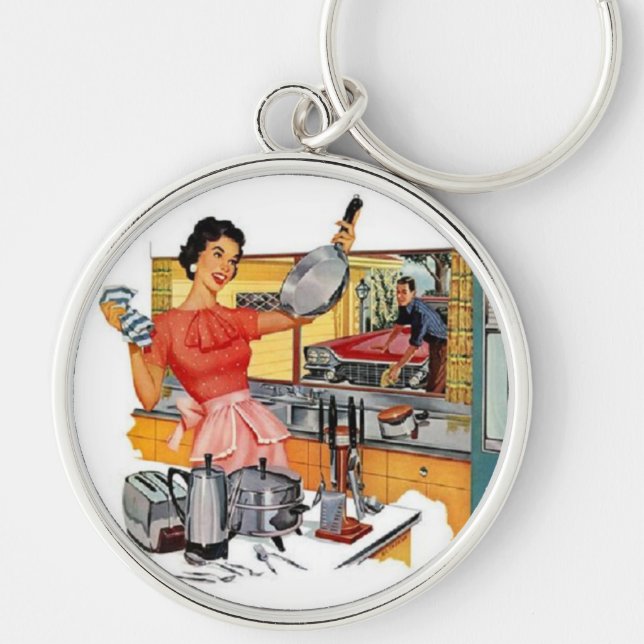 Retro Housewife Key Ring (Front)
