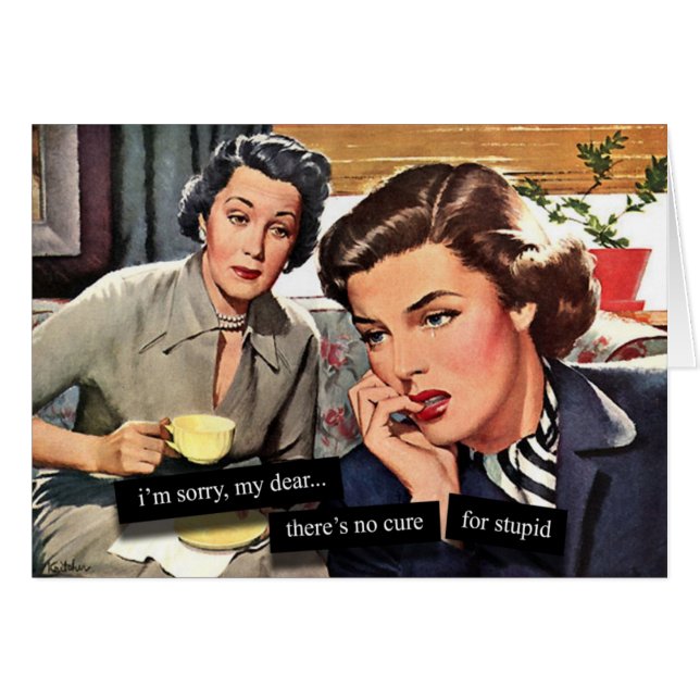 Retro Housewife No Cure for Stupid (Front Horizontal)