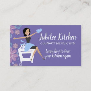 Retro housewife oven cooking class personal chef business card