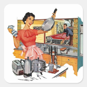 Retro Housewife Square Sticker