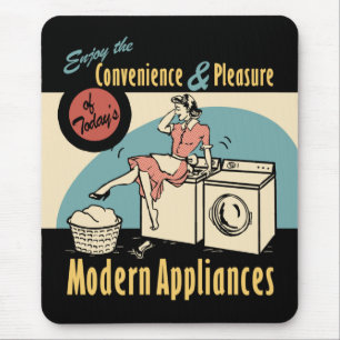 Retro Housewife Washer Dryer Mouse Pad