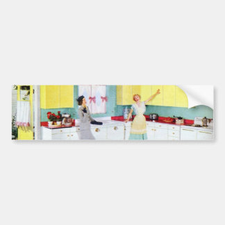 Retro Housewives in Kitchen Bumper Sticker