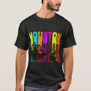 Retro Houston Texas Cityscape Skyline T-Shirt