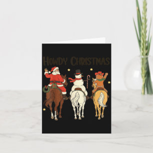 Retro Howdy Christmas Santa Snowman Gingerbread Ri Card