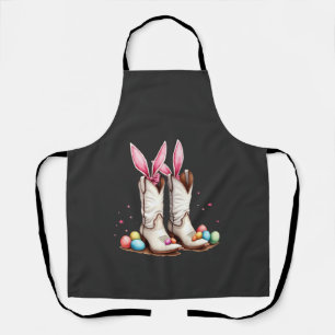 Retro Howdy Easter Funny Cowboy Boots Easter Egg Apron