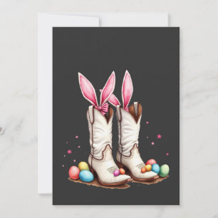 Retro Howdy Easter Funny Cowboy Boots Easter Egg Invitation