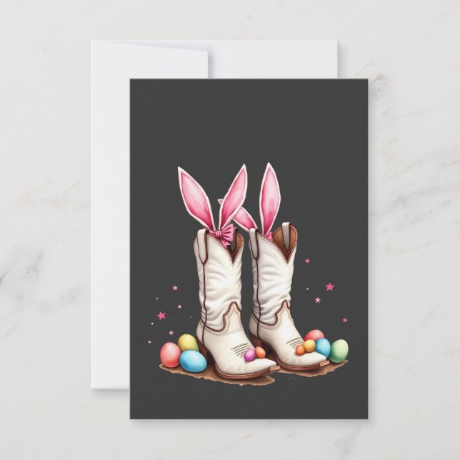 Retro Howdy Easter Funny Cowboy Boots Easter Egg Thank You Card (Front)