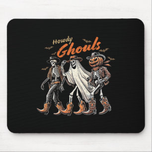 Retro Howdy Ghouls Skeleton Cowboy Western Rodeo H Mouse Pad