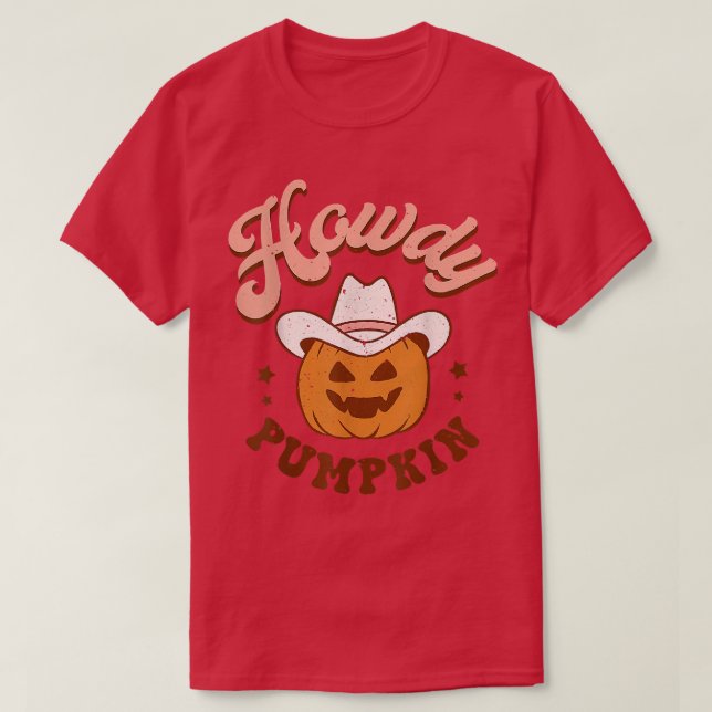 Retro Howdy Pumpkin Fall Autumn Western Halloween  T-Shirt (Design Front)