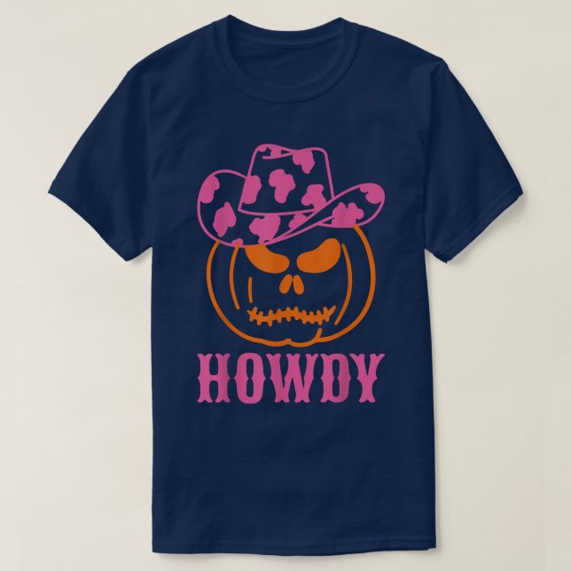 Retro Howdy Pumpkin Fall Autumn Western Halloween  T-Shirt (Design Front)