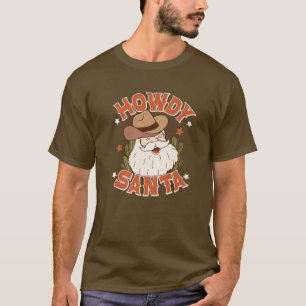 Retro Howdy Santa Christmas Rodeo Western Cowboy C T-Shirt