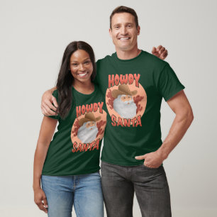 Retro Howdy Santa Rustic Cowboy Christmas T-Shirt