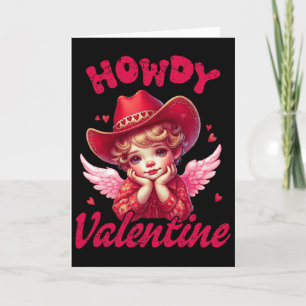 Retro Howdy Valentine Cupid Cowboy Western Valenti Card