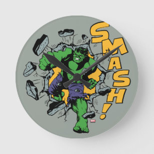 Retro Hulk Smash! Round Clock