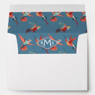 Retro Hummingbird Pattern   Monogram Envelopes