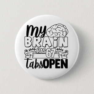 Retro Humor My Brain Has Joke Silly Mixed 6 Cm Round Badge