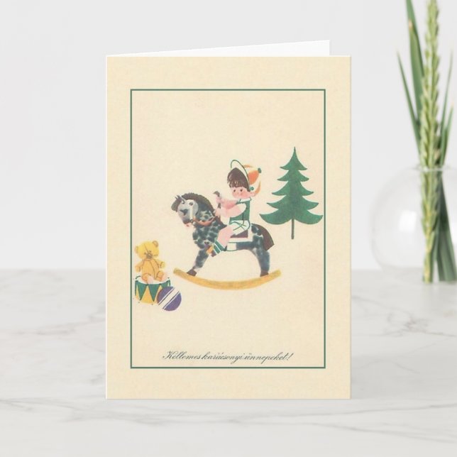 Retro Hungarian Karácsonyi Christmas Card (Front)