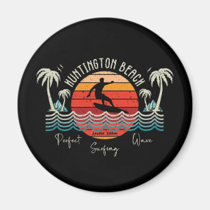 Retro Huntington Beach Surfing Magnet