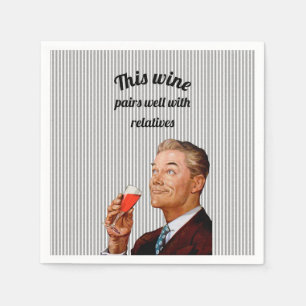 Retro Husband Funny Wine Saying Napkin