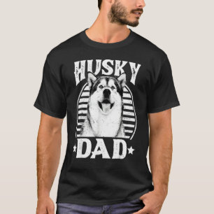 Retro Husky Dad  Husky Flag  Dog Dad Mom T-Shirt