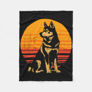 Retro Husky Dog Owner Gift Vintage Siberian Husky Fleece Blanket