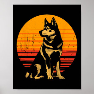 Retro Husky Dog Owner Gift Vintage Siberian Husky Poster
