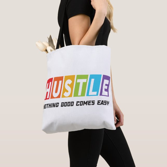 Retro Hustle Nothing Good Comes Easy Tote Bag (Close Up)
