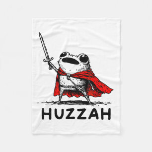 Retro Huzzah Frog Knight Funny Sword Meme Quote Fleece Blanket
