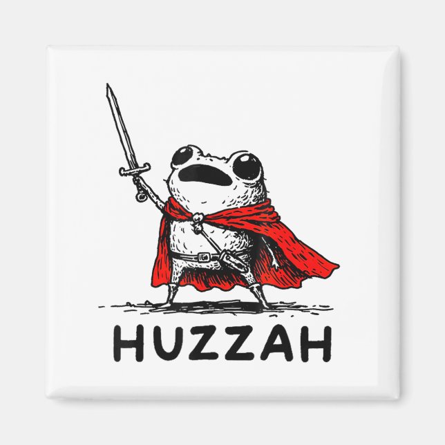 Retro Huzzah Frog Knight Funny Sword Meme Quote  Magnet (Front)