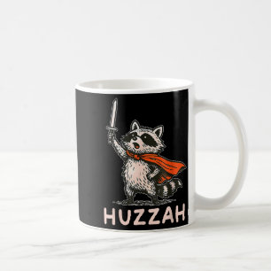 Retro Huzzah Raccoon Knight Funny Sword Meme Quote Coffee Mug