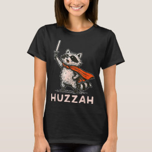 Retro Huzzah Raccoon Knight Funny Sword Meme Quote T-Shirt