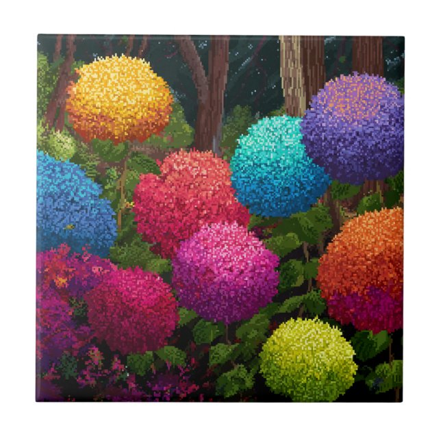 Retro Hydrangeas  Tiles  For Home Flooring (Front)