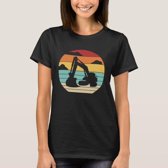 Retro Hydraulic Loader Backhoe Driver Excavator Op T-Shirt (Front)