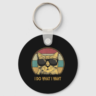 Retro I Do What I Want Cat Funny Cat Lover  Key Ring